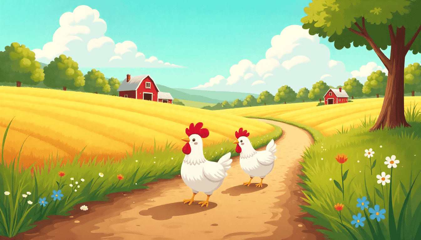 Modern sustainable chicken farming practices integrated with traditional village life in India
